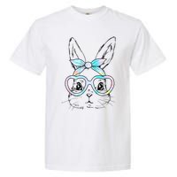 Cute Bunny Rabbit Face Tie Dye Glasses Girl Happy Easter Day Garment-Dyed Heavyweight T-Shirt