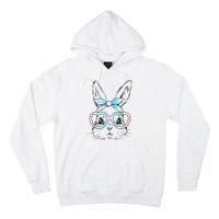 Cute Bunny Rabbit Face Tie Dye Glasses Girl Happy Easter Day Hoodie