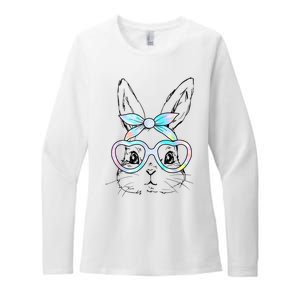 Cute Bunny Rabbit Face Tie Dye Glasses Girl Happy Easter Day Womens CVC Long Sleeve Shirt