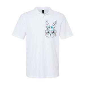 Cute Bunny Rabbit Face Tie Dye Glasses Girl Happy Easter Day Softstyle Adult Sport Polo