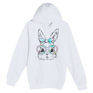 Cute Bunny Rabbit Face Tie Dye Glasses Girl Happy Easter Day Premium Pullover Hoodie