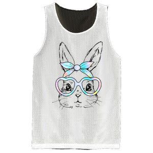 Cute Bunny Rabbit Face Tie Dye Glasses Girl Happy Easter Day Mesh Reversible Basketball Jersey Tank