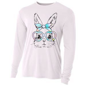 Cute Bunny Rabbit Face Tie Dye Glasses Girl Happy Easter Day Cooling Performance Long Sleeve Crew