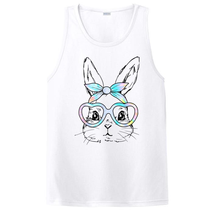 Cute Bunny Rabbit Face Tie Dye Glasses Girl Happy Easter Day PosiCharge Competitor Tank