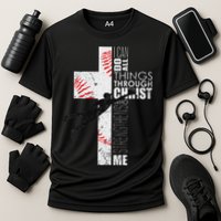 Christian Baseball Religious Cross Graphic Cooling Performance Crew T-Shirt