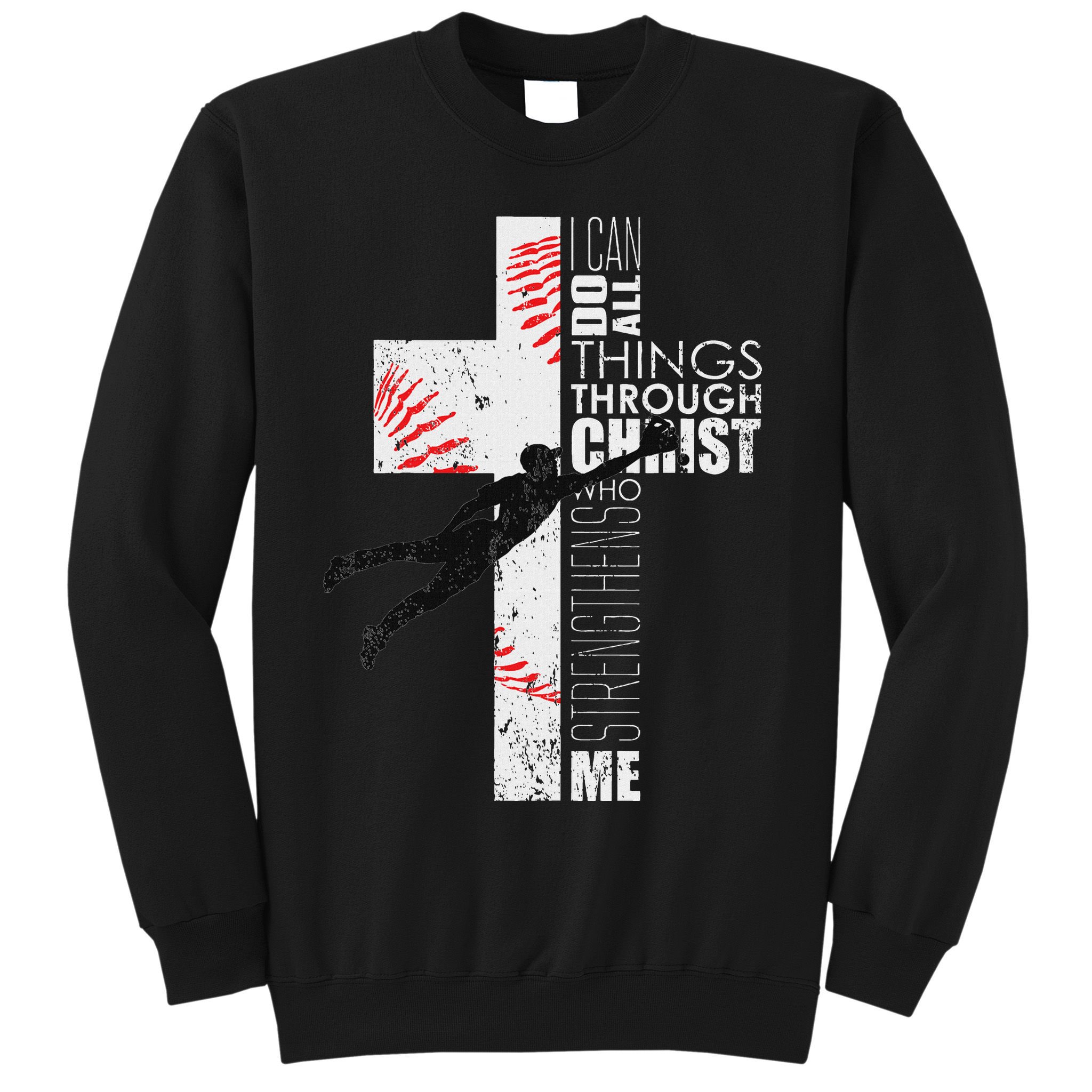Christian Baseball Religious Cross Graphic Sweatshirt