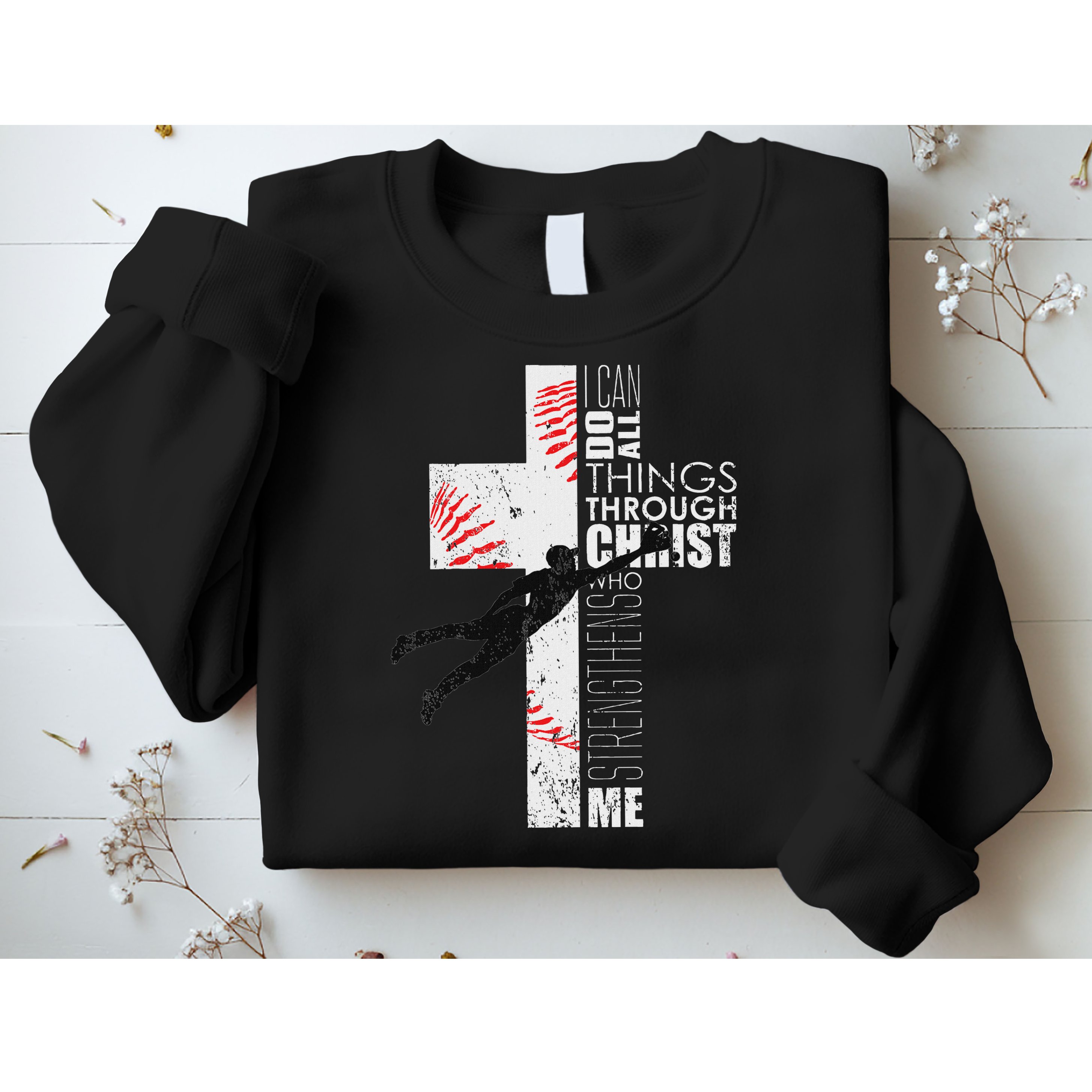 Christian Baseball Religious Cross Graphic Sweatshirt