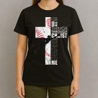 Christian Baseball Religious Cross Graphic T-Shirt