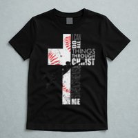 Christian Baseball Religious Cross Graphic T-Shirt