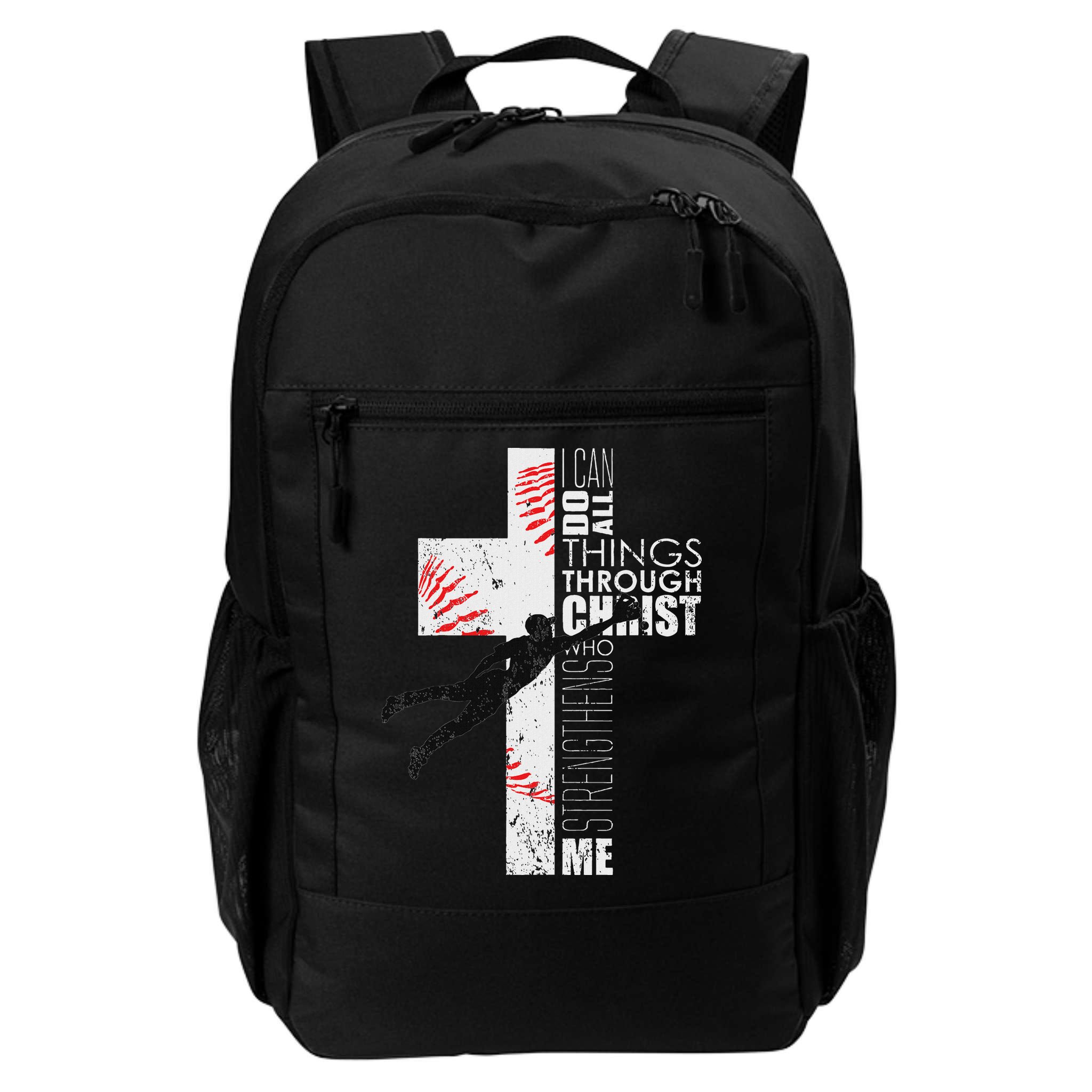 Christian Baseball Religious Cross Graphic Backpack