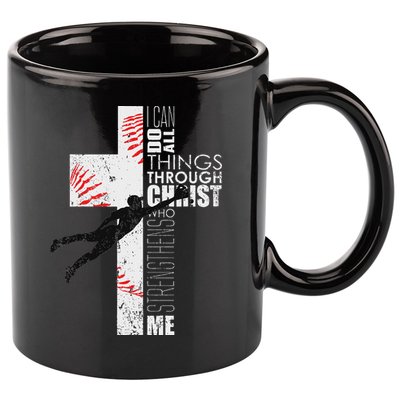Christian Baseball Religious Cross Graphic 11oz C Handle Ceramic Mug