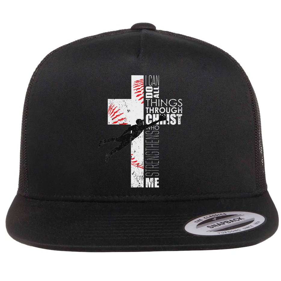 Christian Baseball Religious Cross Graphic Flat Bill Trucker Hat