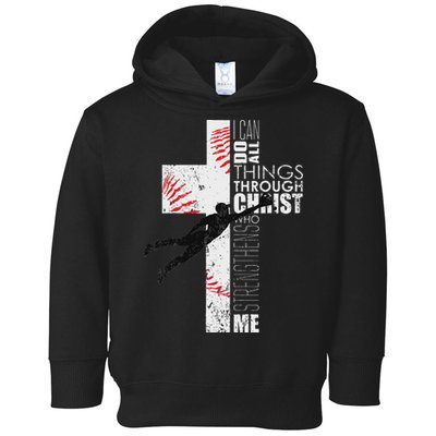 Christian Baseball Religious Cross Graphic Toddler Hoodie