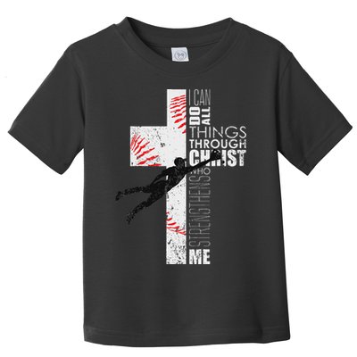 Christian Baseball Religious Cross Graphic Toddler T-Shirt