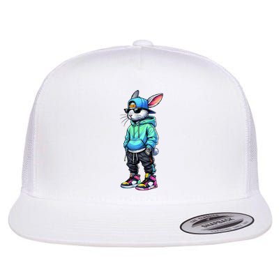 Cool Bunny Rabbit Sunglasses Easter Day For Boy Flat Bill Trucker Hat