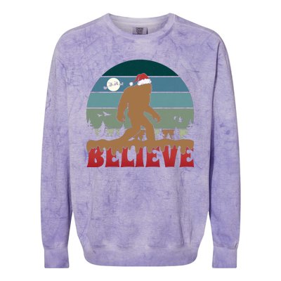 Christmas Bigfoot Retro Colorblast Crewneck Sweatshirt