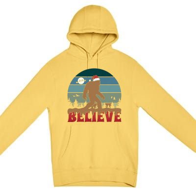 Christmas Bigfoot Retro Premium Pullover Hoodie