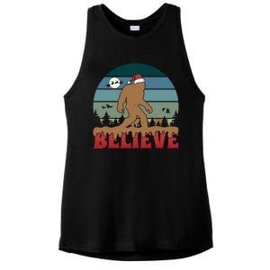 Christmas Bigfoot Retro Ladies PosiCharge Tri-Blend Wicking Tank