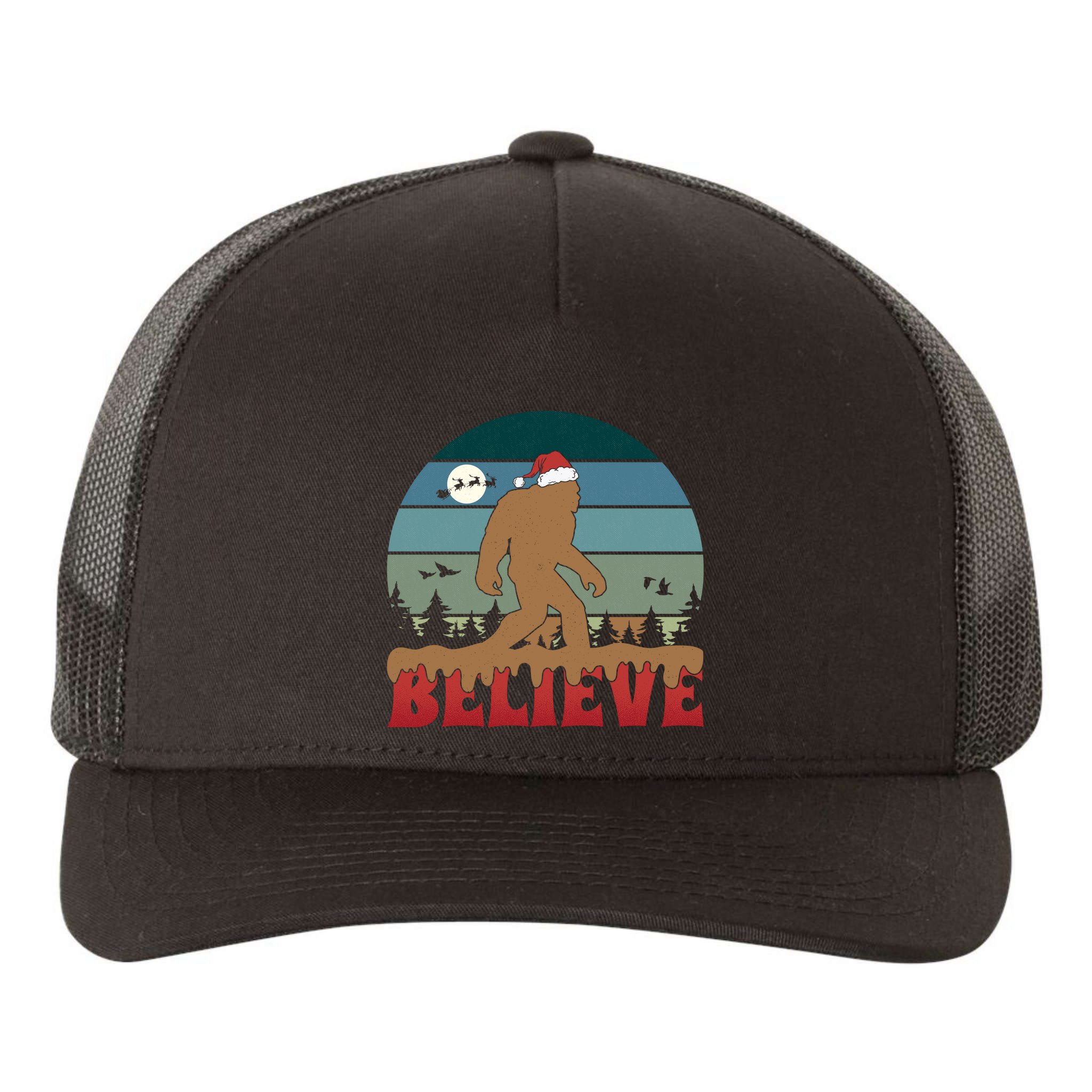 Christmas Bigfoot Retro Yupoong Adult 5-Panel Trucker Hat