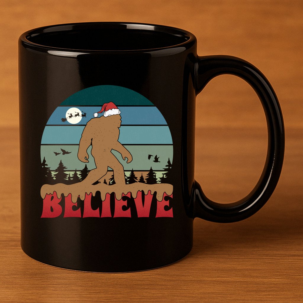 Christmas Bigfoot Retro 11oz C Handle Ceramic Mug