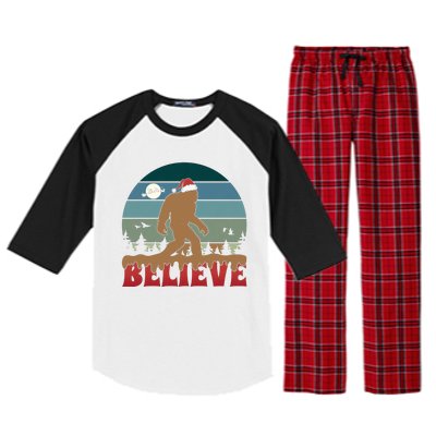 Christmas Bigfoot Retro Raglan Sleeve Pajama Set