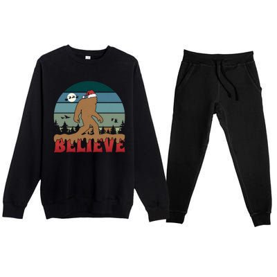 Christmas Bigfoot Retro Premium Crewneck Sweatsuit Set