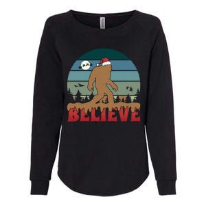 Christmas Bigfoot Retro Womens California Wash Sweatshirt