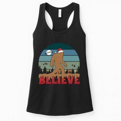 Christmas Bigfoot Retro Womens Tank Top