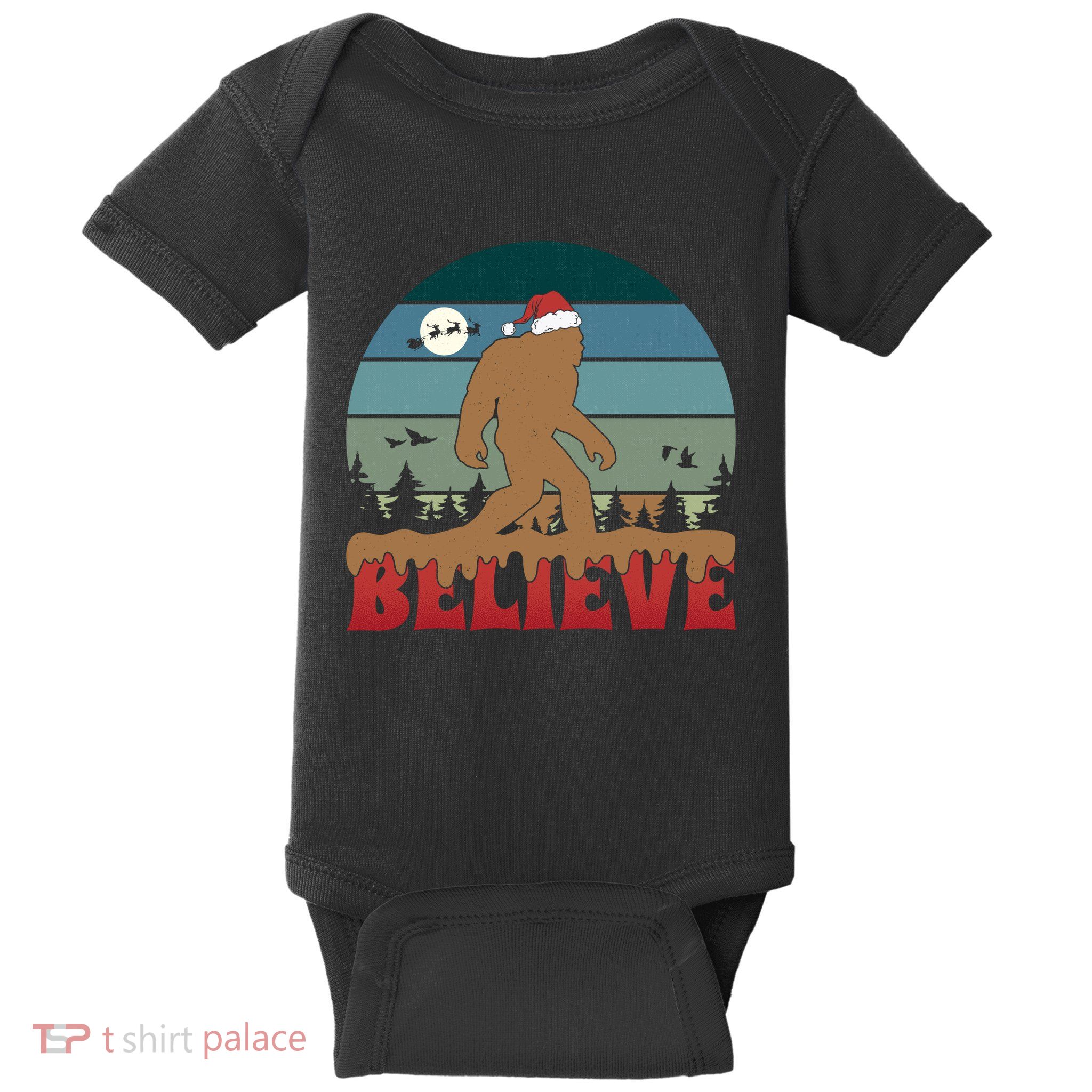 Christmas Bigfoot Retro Baby Bodysuit