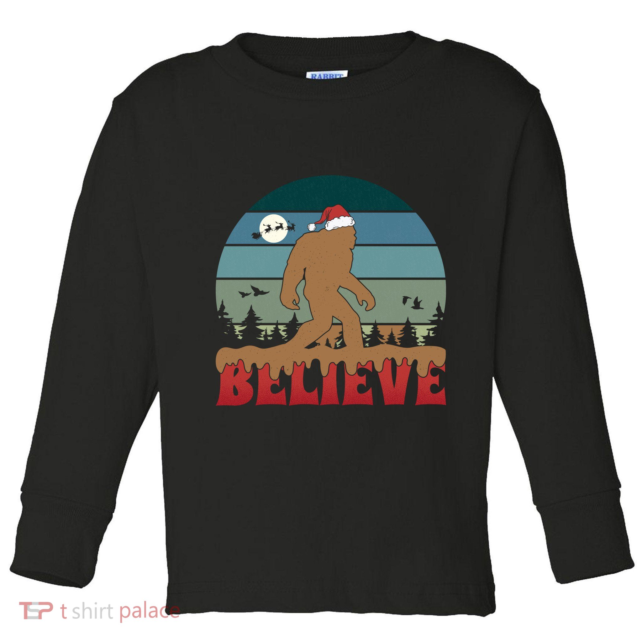 Christmas Bigfoot Retro Toddler Long Sleeve Shirt