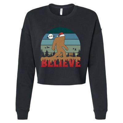 Christmas Bigfoot Retro Cropped Pullover Crew