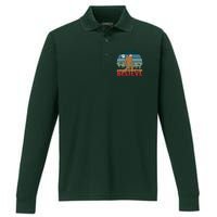 Christmas Bigfoot Retro Performance Long Sleeve Polo