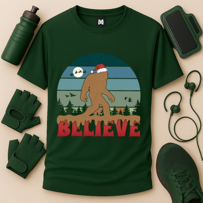 Christmas Bigfoot Retro Performance Shirt