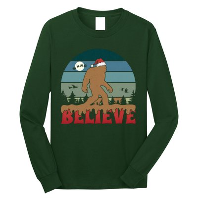 Christmas Bigfoot Retro Long Sleeve Shirt