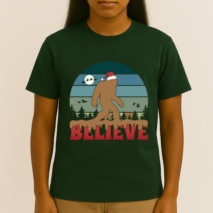 Christmas Bigfoot Retro T-Shirt