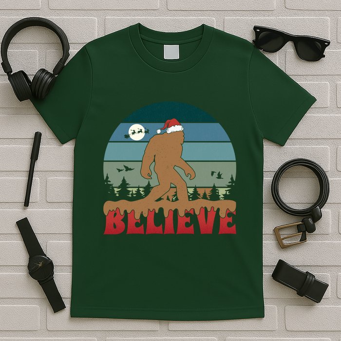 Christmas Bigfoot Retro T-Shirt