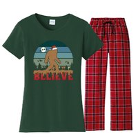 Christmas Bigfoot Retro Women's Flannel Pajama Set