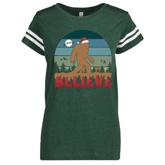 Christmas Bigfoot Retro Enza Ladies Jersey Football T-Shirt