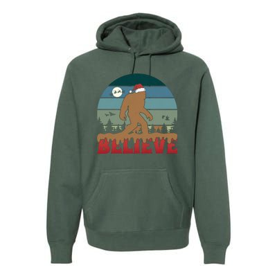 Christmas Bigfoot Retro Premium Hoodie