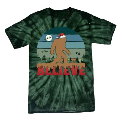 Christmas Bigfoot Retro Tie-Dye T-Shirt