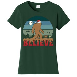 Christmas Bigfoot Retro Women's T-Shirt