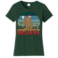 Christmas Bigfoot Retro Women's T-Shirt