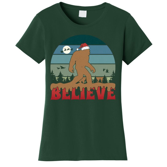 Christmas Bigfoot Retro Women's T-Shirt