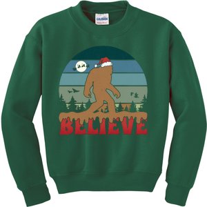 Christmas Bigfoot Retro Kids Sweatshirt