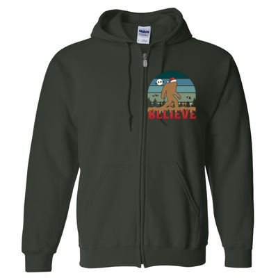 Christmas Bigfoot Retro Full Zip Hoodie