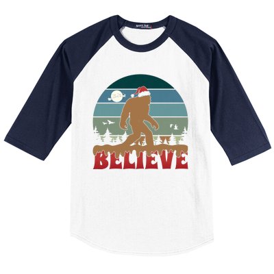 Christmas Bigfoot Retro Baseball Sleeve Shirt