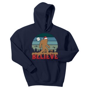 Christmas Bigfoot Retro Kids Hoodie