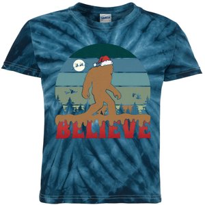 Christmas Bigfoot Retro Kids Tie-Dye T-Shirt