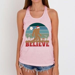 Christmas Bigfoot Retro Women's Knotted Racerback Tank