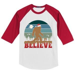 Christmas Bigfoot Retro Kids Colorblock Raglan Jersey